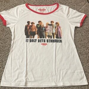 NWT Stranger Rhings White and Red T-Shirt Jersey Shirt